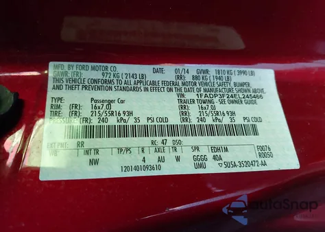 2014 Ford Focus Se from USA, damaged, VIN 1FADP3F24EL245466